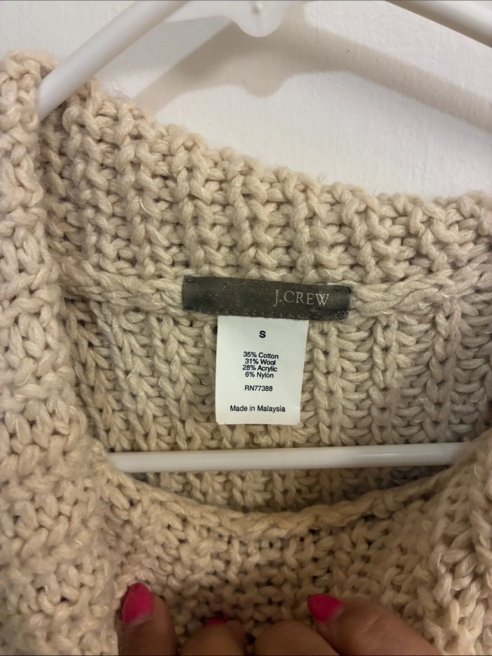 J. Crew Cream Sleeveless Chunky Knit Cowl Sweater Sz S-Wool Blend